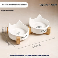 HKM-1065277 2-in-1 Cat Bowl Set with Wooden Frame ¨C Dual Feeding Design for Cats, Various Colors Available