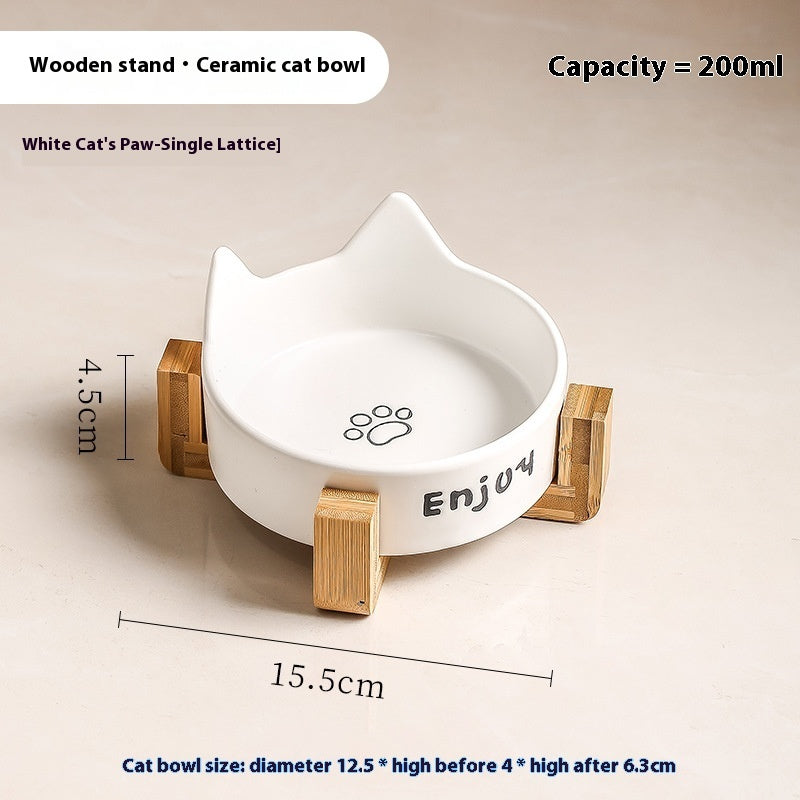 HKM-1065277 2-in-1 Cat Bowl Set with Wooden Frame ¨C Dual Feeding Design for Cats, Various Colors Available