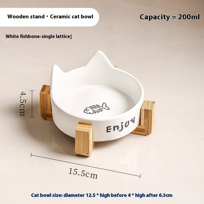 HKM-1065277 2-in-1 Cat Bowl Set with Wooden Frame ¨C Dual Feeding Design for Cats, Various Colors Available