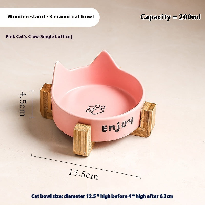 HKM-1065277 2-in-1 Cat Bowl Set with Wooden Frame ¨C Dual Feeding Design for Cats, Various Colors Available