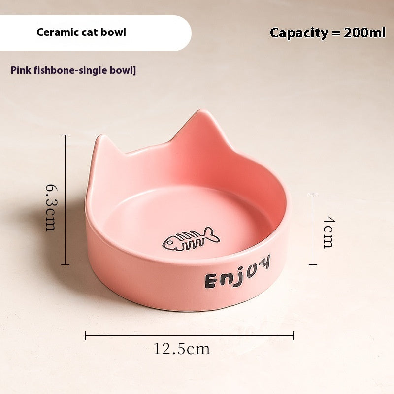 HKM-1065277 2-in-1 Cat Bowl Set with Wooden Frame ¨C Dual Feeding Design for Cats, Various Colors Available