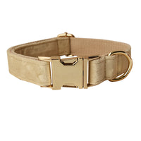 HKM-1067069 Nude Velvet Bow Tie Dog Collar with Matching Rope - Cotton Material, Sizes S to XL