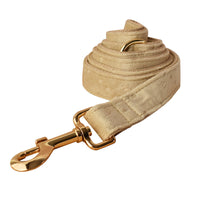 HKM-1067069 Nude Velvet Bow Tie Dog Collar with Matching Rope - Cotton Material, Sizes S to XL