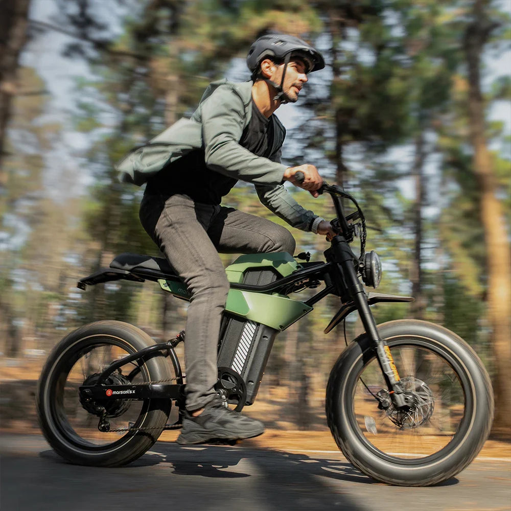HKM-106707 750W Full Suspension Fat Tire Electric Bike 28Mph 80 Mile Range 20IN Aluminum Alloy
