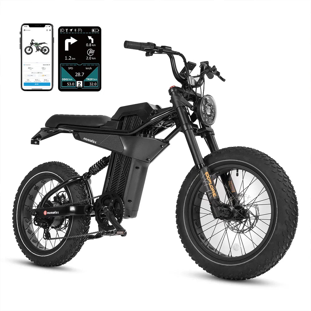 HKM-106707 750W Full Suspension Fat Tire Electric Bike 28Mph 80 Mile Range 20IN Aluminum Alloy