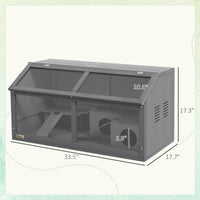 HKM-1068733 Spacious Wooden Hamster Cage with Suspension Bridge, Ladders, and Openable Top for Small Animals