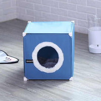 HKM-1069117 Cozy Two-Layer Cat Villa with Polyester Cover and Iron Frame, Available in Multiple Colors