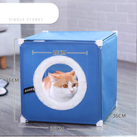 HKM-1069117 Cozy Two-Layer Cat Villa with Polyester Cover and Iron Frame, Available in Multiple Colors