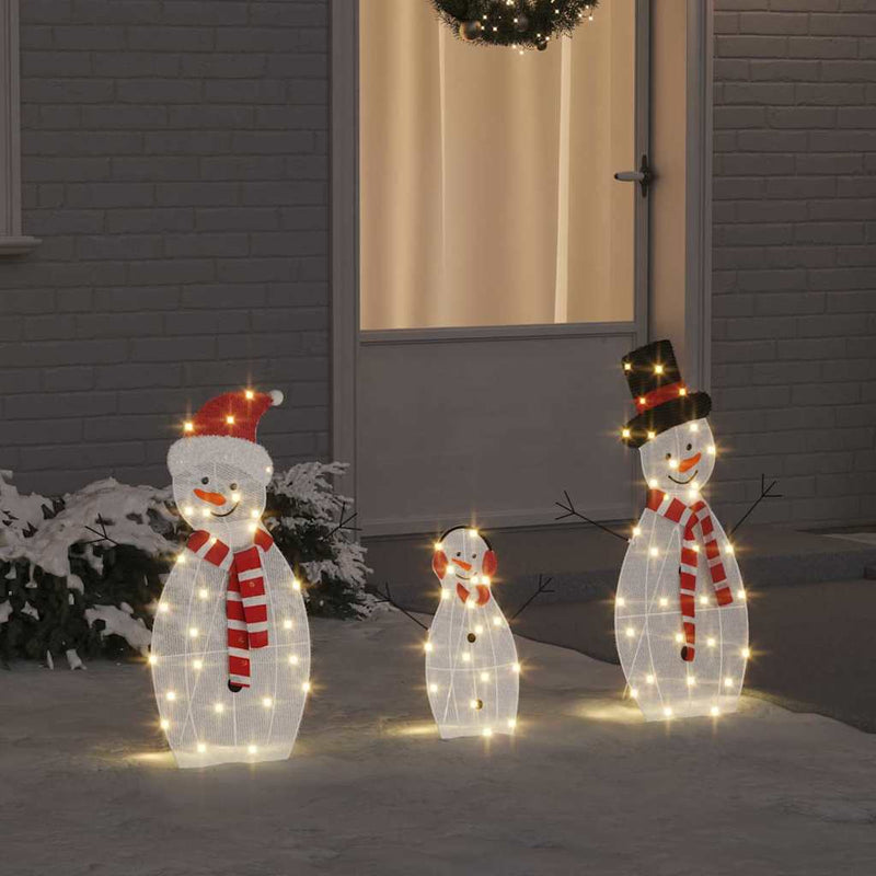 HKM-106963 Light-Up Snowman Family Set - 3-Piece Warm White Holiday Decoration for Indoor and Outdoor Use