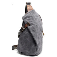 HKM-107027 Men's Wax Canvas Crossbody Messenger Chest Bag - High Capacity Design