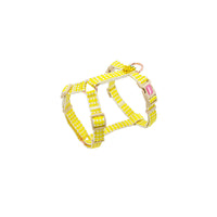 HKM-1070653 Stylish Flower and Fruit Pattern Pet Leash and Harness Set in Pineapple Yellow and Peach Powder