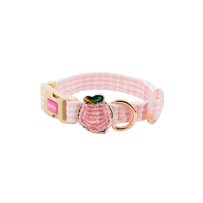 HKM-1070653 Stylish Flower and Fruit Pattern Pet Leash and Harness Set in Pineapple Yellow and Peach Powder