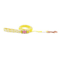 HKM-1070653 Stylish Flower and Fruit Pattern Pet Leash and Harness Set in Pineapple Yellow and Peach Powder