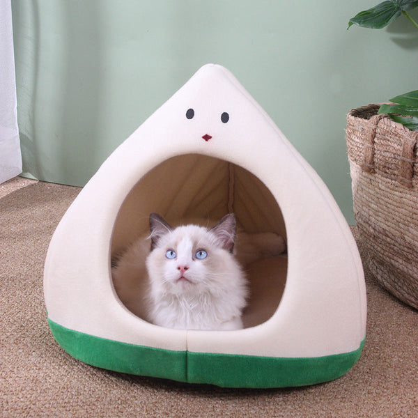 HKM-1070909 Detachable and Washable Cat House with Soft Cloth Bed - Multiple Sizes and Colors Available