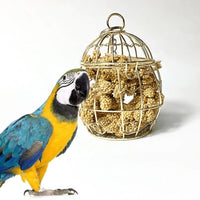 HKM-107091 Iron Bird Cage Foraging Toy with Brush - 7.5 x 17cm