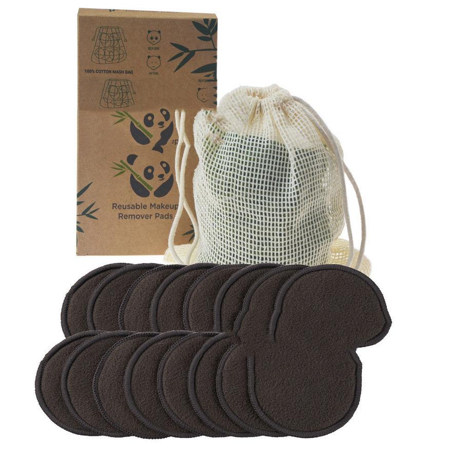 HKM-107219 Bamboo Fiber Makeup Remover Set - 12 to 16 Reusable Velvet Cotton Pads for Gentle Cleansing