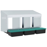 HKM-1072445 Wall-Mounted Chicken Nesting Box with 3 Compartments - Galvanized Steel Construction