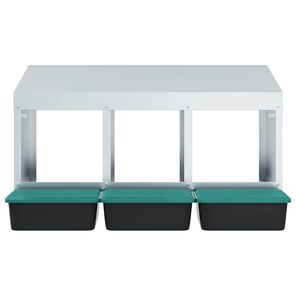 HKM-1072445 Wall-Mounted Chicken Nesting Box with 3 Compartments - Galvanized Steel Construction