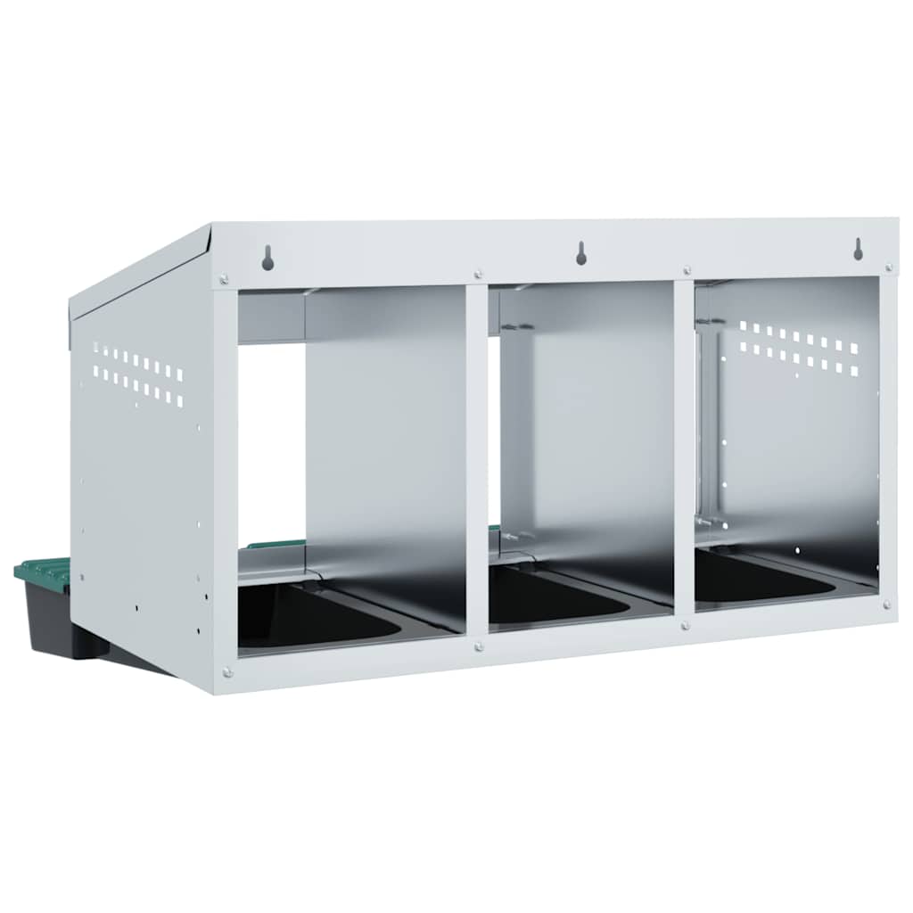 HKM-1072445 Wall-Mounted Chicken Nesting Box with 3 Compartments - Galvanized Steel Construction
