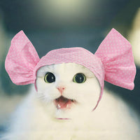 HKM-1075645 Pet Headdress Turban Hat for All Seasons - Available in Blue, Yellow, and Pink Dots
