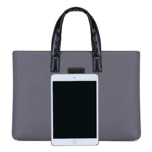 HKM-107859 Men's Waterproof Polyester Laptop Backpack with PU Horizontal Zipper and Business Briefcase Functionality
