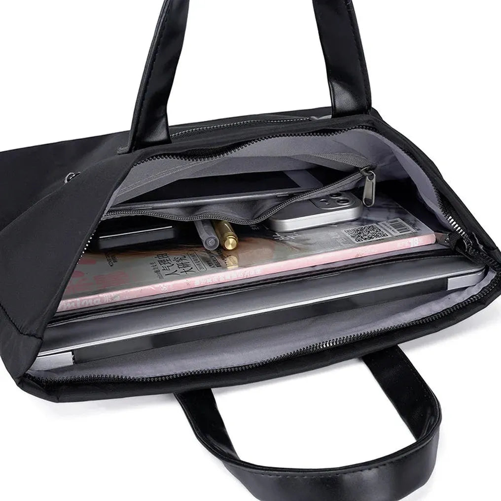 HKM-107859 Men's Waterproof Polyester Laptop Backpack with PU Horizontal Zipper and Business Briefcase Functionality