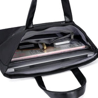 HKM-107859 Men's Waterproof Polyester Laptop Backpack with PU Horizontal Zipper and Business Briefcase Functionality