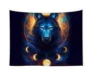 HKM-107859 Nordic Wolf Wall Tapestry - European Style Polyester Home Decor for Living Room and Bedroom