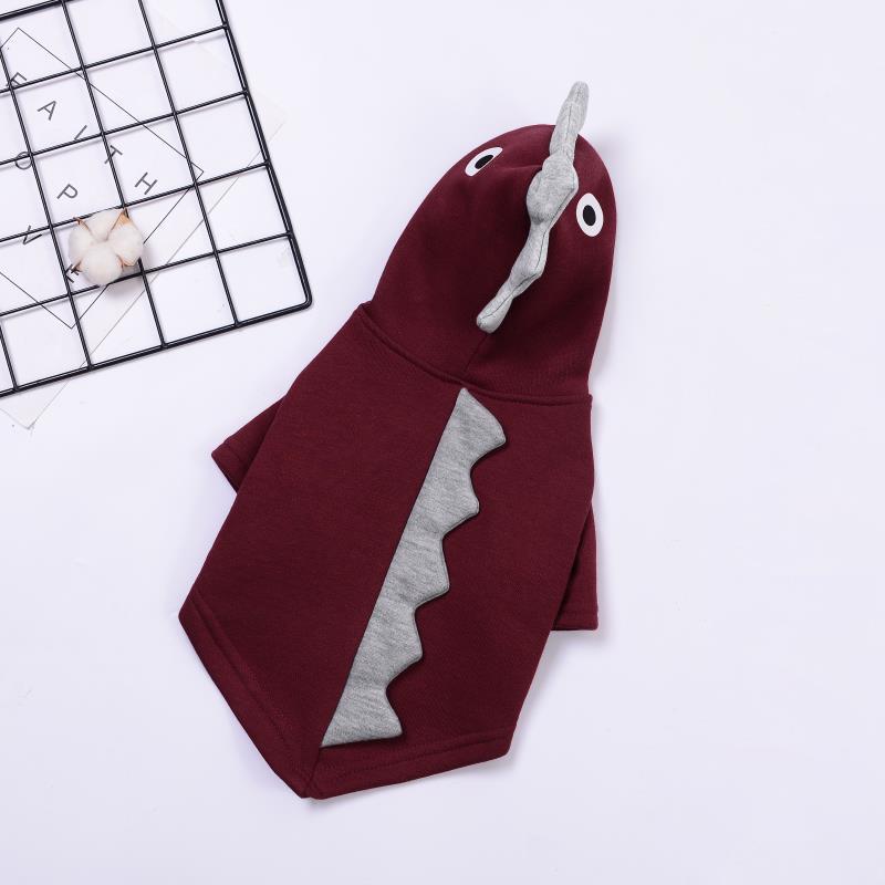 HKM-1078973 Dinosaur-Themed Cotton and Velvet Pet Clothing in Yellow, Green, Wine Red - Sizes XS to XXL