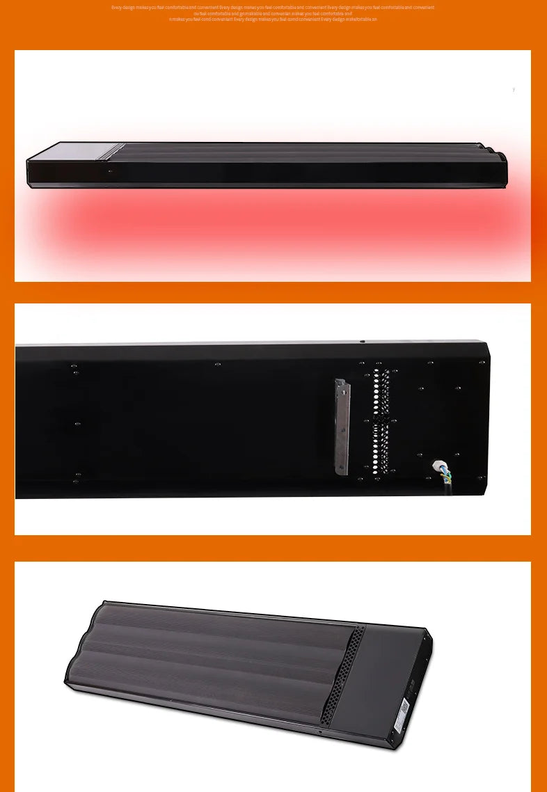 HKM-107923 Electric Infrared Radiant Heater Panel 3000W White Graphene Core 220V, 1333 x 285 x 80 mm
