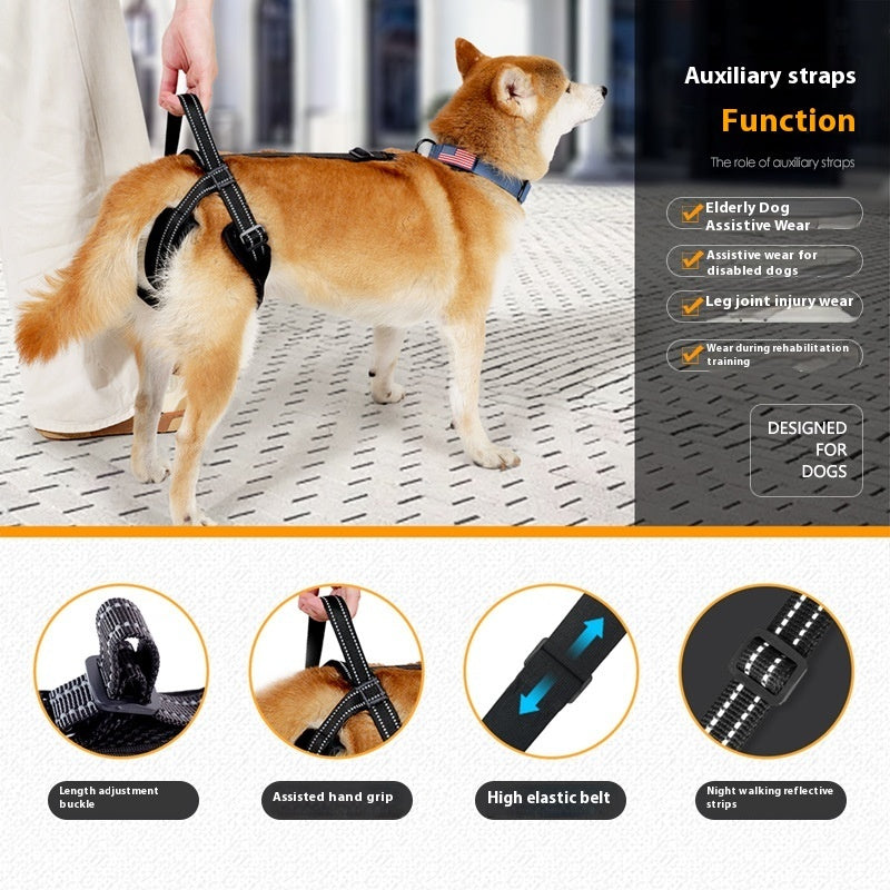 HKM-1080381 Adjustable Auxiliary Strap for Pet Rehabilitation - Black Polyester Design