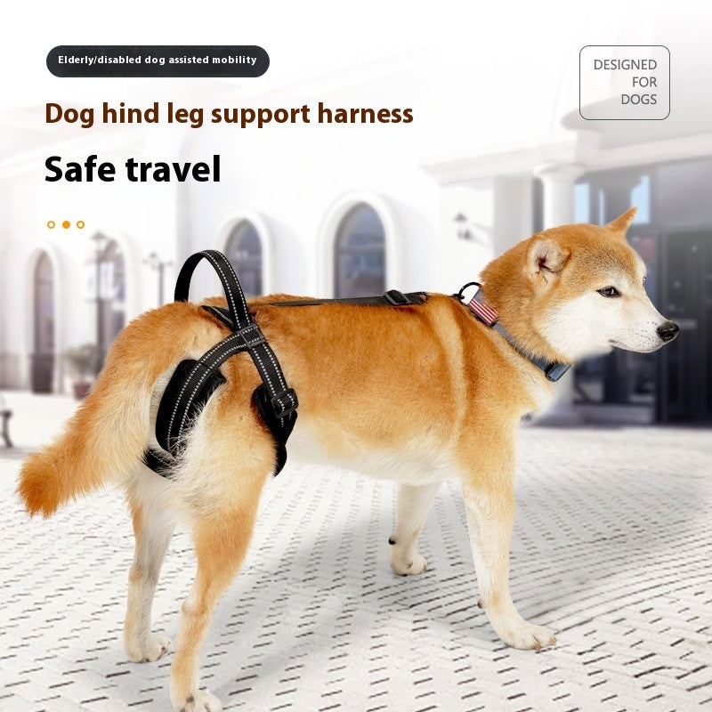 HKM-1080381 Adjustable Auxiliary Strap for Pet Rehabilitation - Black Polyester Design