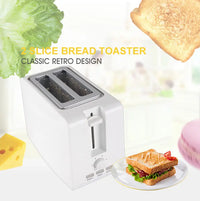 HKM-108051 Compact 750W White 2-Slice Plastic Bread Toaster for Efficient Toasting