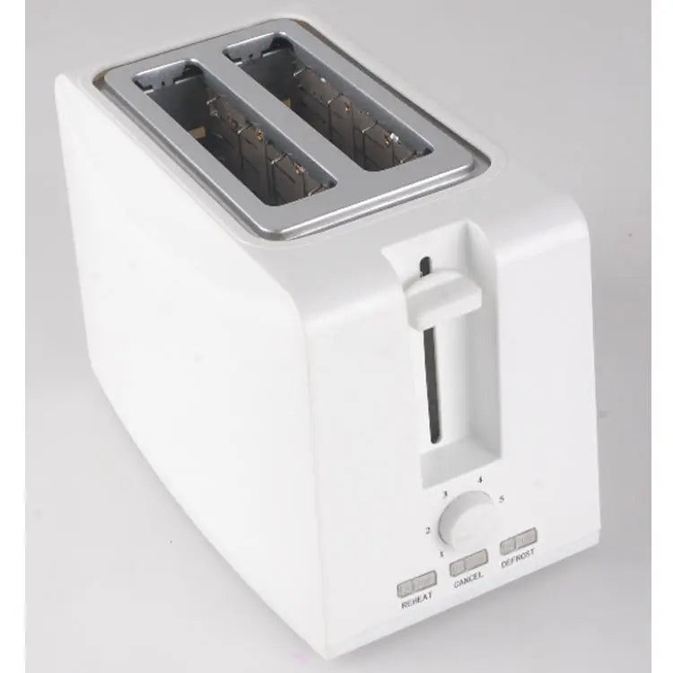 HKM-108051 Compact 750W White 2-Slice Plastic Bread Toaster for Efficient Toasting