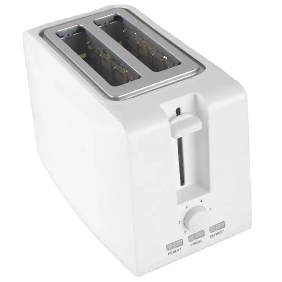 HKM-108051 Compact 750W White 2-Slice Plastic Bread Toaster for Efficient Toasting