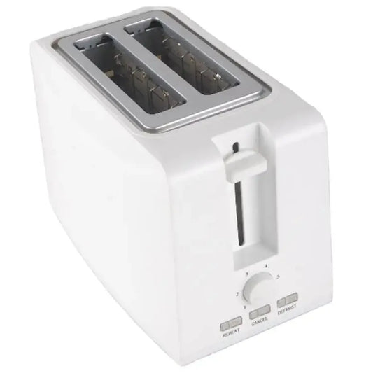 HKM-108051 Compact 750W White 2-Slice Plastic Bread Toaster for Efficient Toasting
