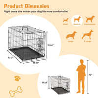 HKM-1080637 Single Door Dog Cage - Available in 24 inch and 30 inch Sizes