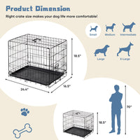 HKM-1080637 Single Door Dog Cage - Available in 24 inch and 30 inch Sizes