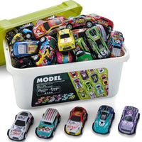 HKM-108115 30-Pack Alloy Mini Diecast Race Cars with Pull Back Function and Portable Storage Box