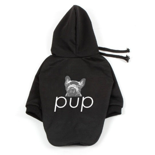 HKM-1081661 Cotton Black Dog Hoodie in Various Sizes - Stylish Ins-Style Pet Clothing