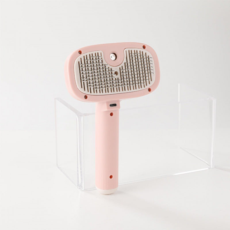 HKM-1082173 Pet Napping Spray Comb for Effortless Hair Removal - Cherry Pink & Ivory White
