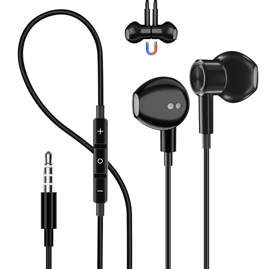 HKM-108307 3.5mm Wired In-Ear Headphones with Microphone and Volume Control for iPhone and Samsung