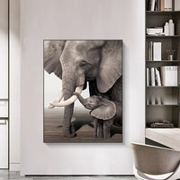HKM-108307 Frameless Modern Elephant Canvas Painting for Living Room Décor
