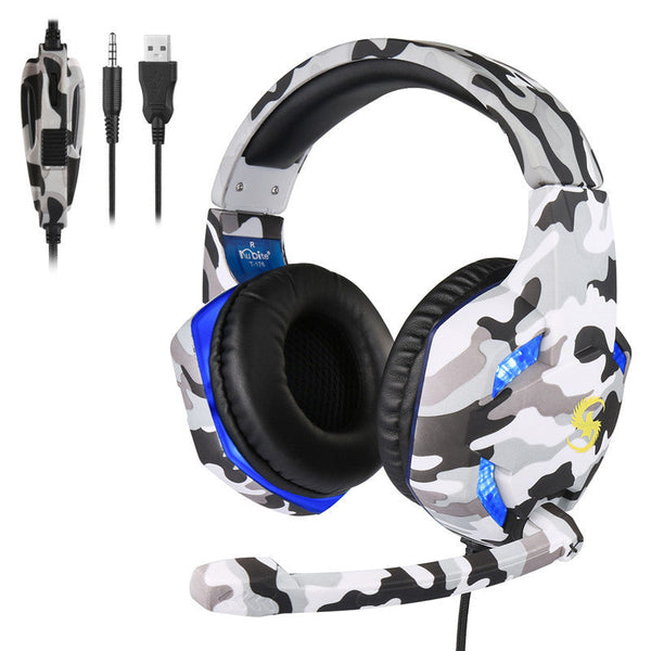 HKM-108371 Wired Luminous Gaming Headset T-176 with Strong Bass and Soft PU Leather Earmuffs