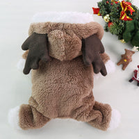HKM-1084733 Thick Fleece Four-Leg Dog Coat for Autumn and Winter, Warm Casual Apparel in Red Elk and Brown Elk