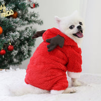 HKM-1084733 Thick Fleece Four-Leg Dog Coat for Autumn and Winter, Warm Casual Apparel in Red Elk and Brown Elk