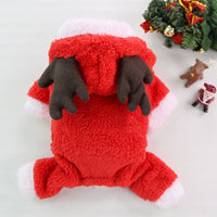 HKM-1084733 Thick Fleece Four-Leg Dog Coat for Autumn and Winter, Warm Casual Apparel in Red Elk and Brown Elk