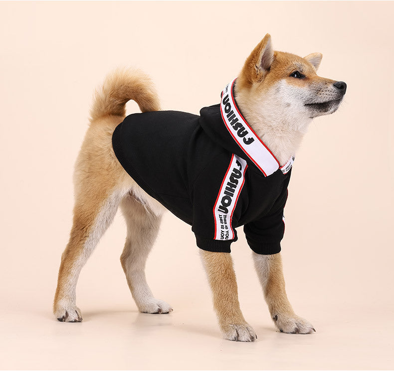 HKM-108563 Cozy Cotton Sweater for Small and Medium-Sized Dogs in Black and Red