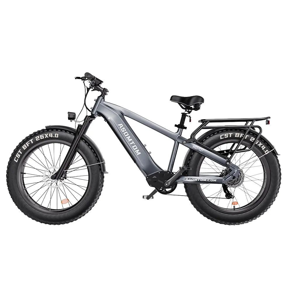 HKM-108627 Aluminum Alloy Electric Bike with 48V Battery, 15Ah, 7-Speed, 20" Fat Tires, Central Motor, Disc Brakes, 30-50km/h Speed
