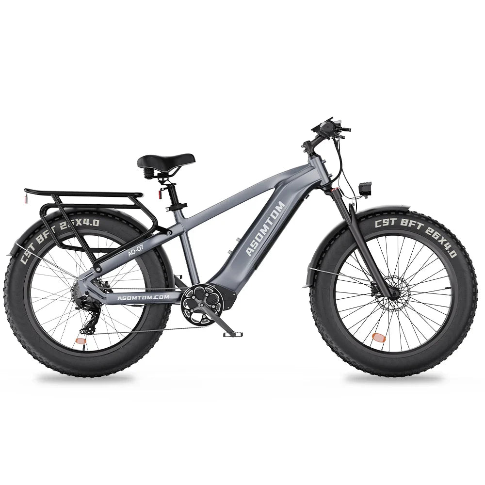 HKM-108627 Aluminum Alloy Electric Bike with 48V Battery, 15Ah, 7-Speed, 20" Fat Tires, Central Motor, Disc Brakes, 30-50km/h Speed